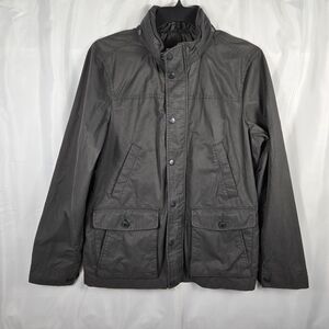 Gap Mens Gray Packable Hood Zip Front Snap Button Jacket Size Large